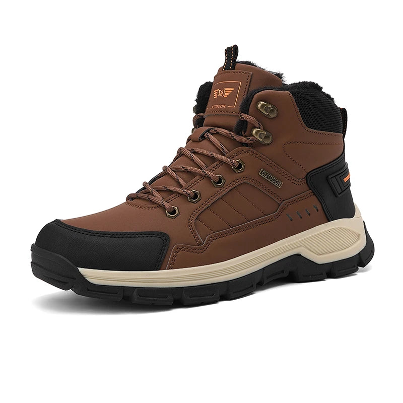 Men High Top Hiking Boots Lace Up Outdoor Trekking Shoes