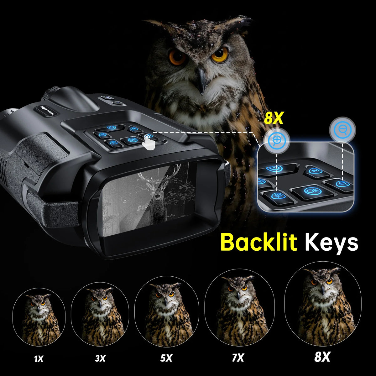 DIYIMIN Night Vision Binoculars 4K Infrared 8X Digital Zoom Rechargeable