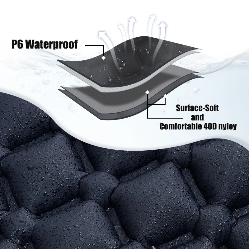 Pacoone Ultralight Camping Inflatable Mattress With Built In Pump