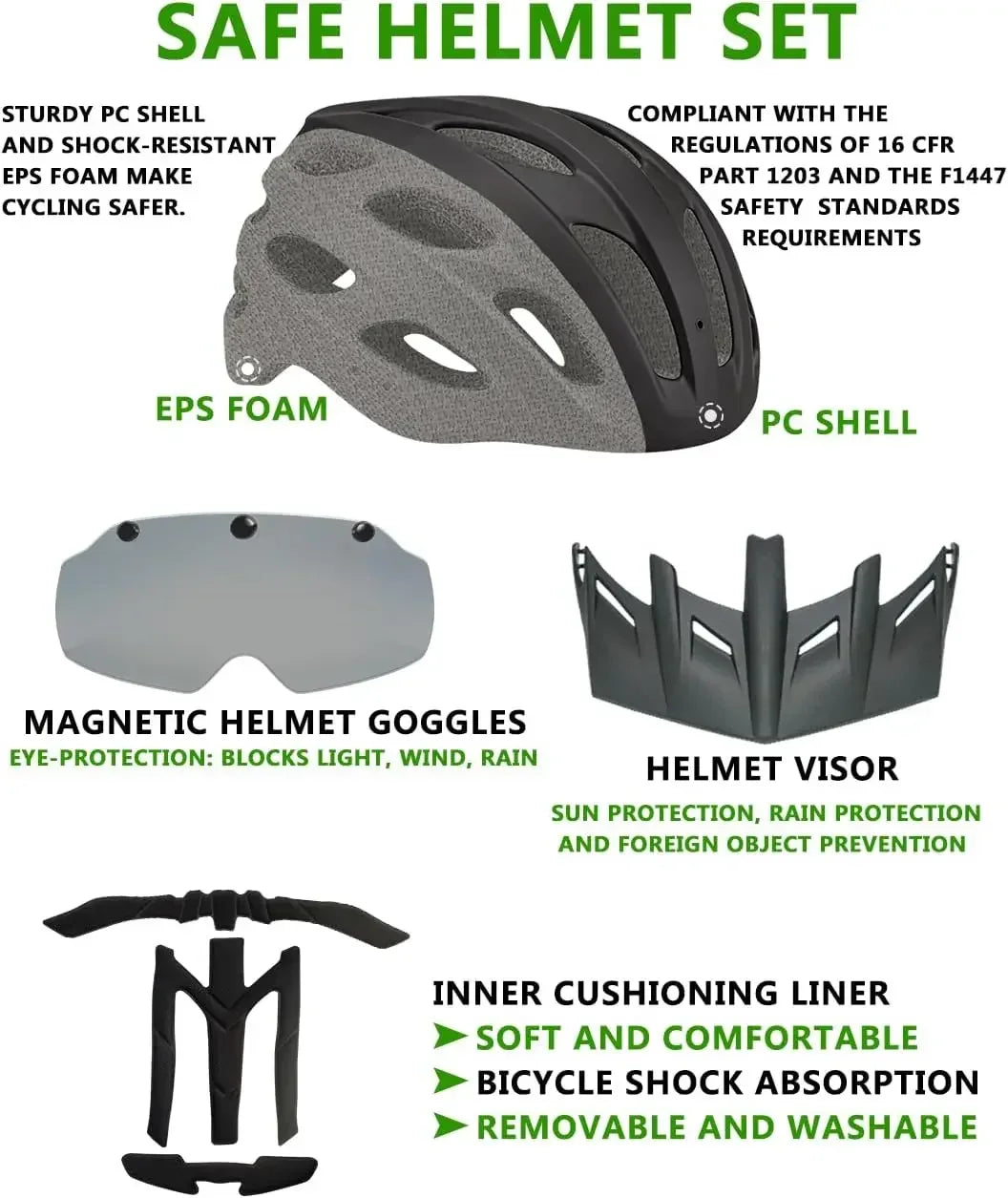 HOMEDISIAC Adult Bike Helmet With Rear Light For Men Women