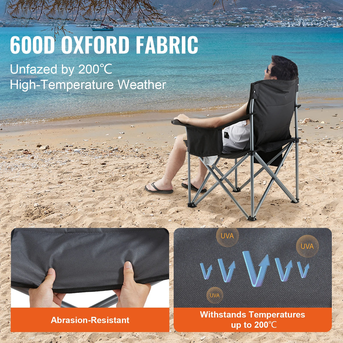 VEVOR Quad Folding Chair With Padded Arms And Side Pockets