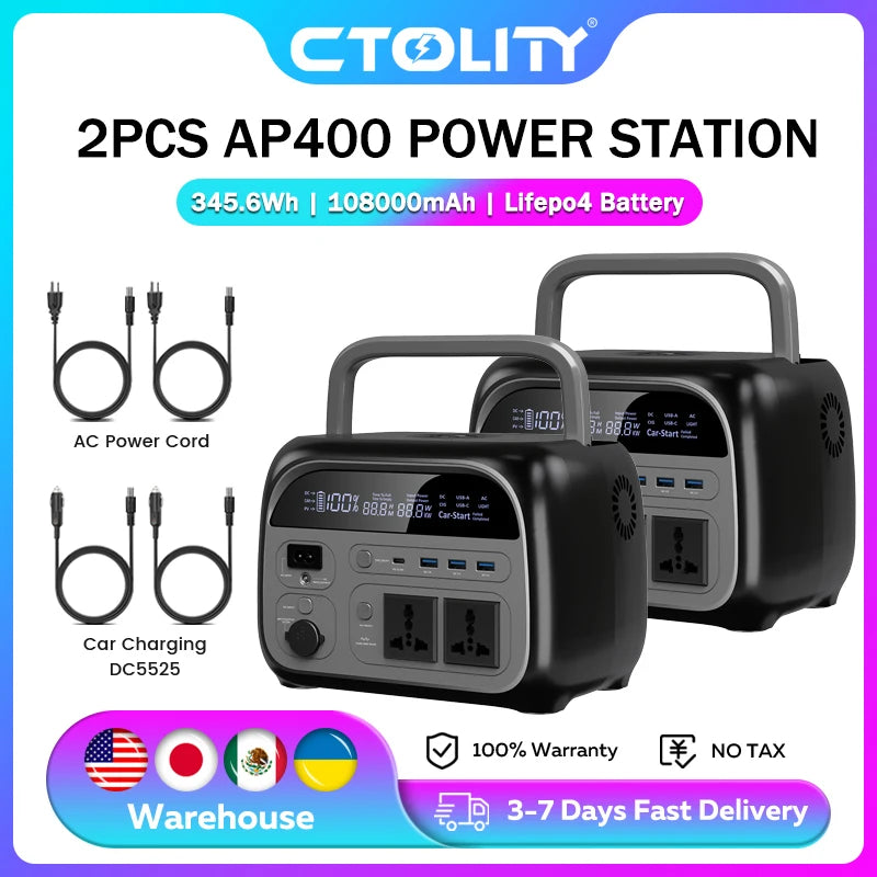 CTOLITY 500W Portable Power Station With 345Wh LiFePO4 Battery