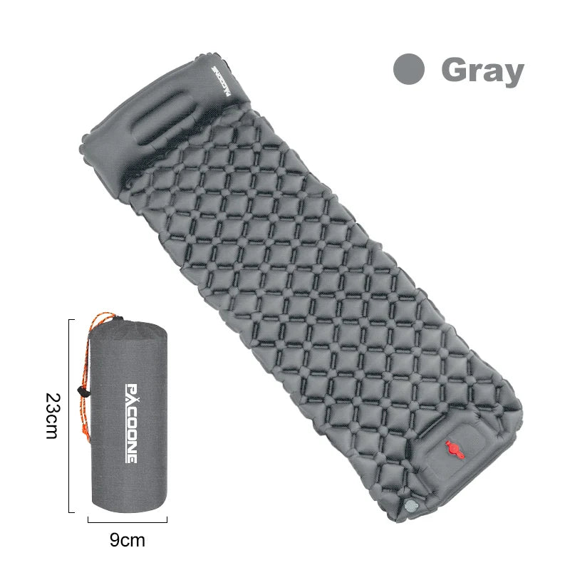 Pacoone Ultralight Camping Inflatable Mattress With Built In Pump