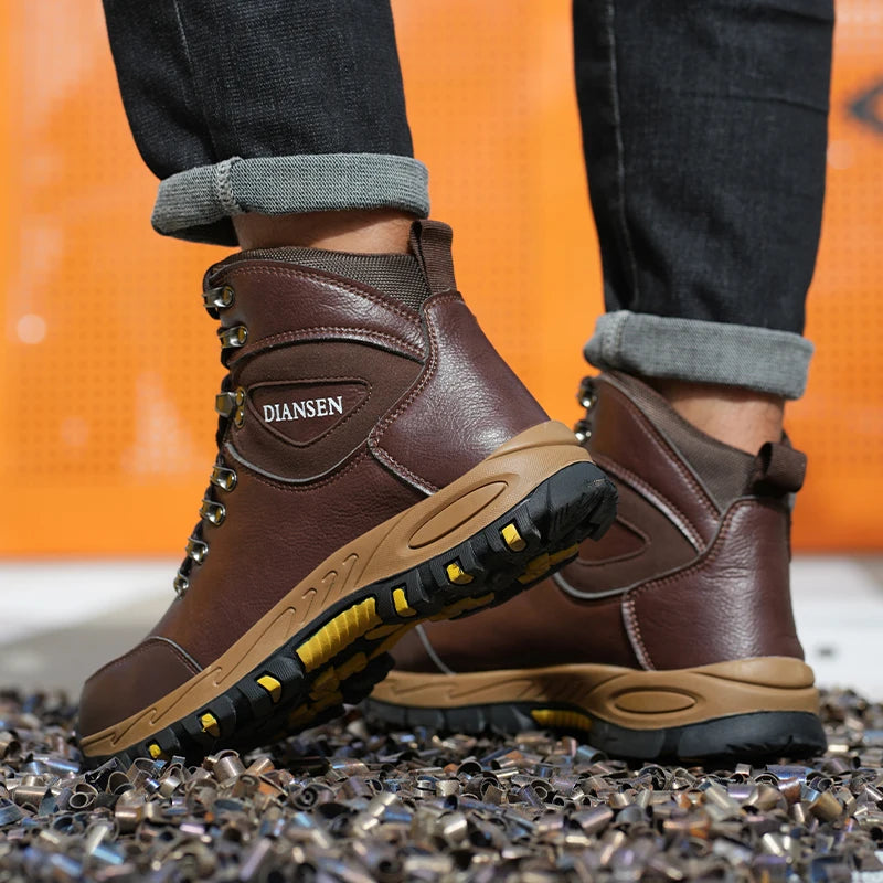Veigar Waterproof Leather Men Safety Work Boots Anti Puncture