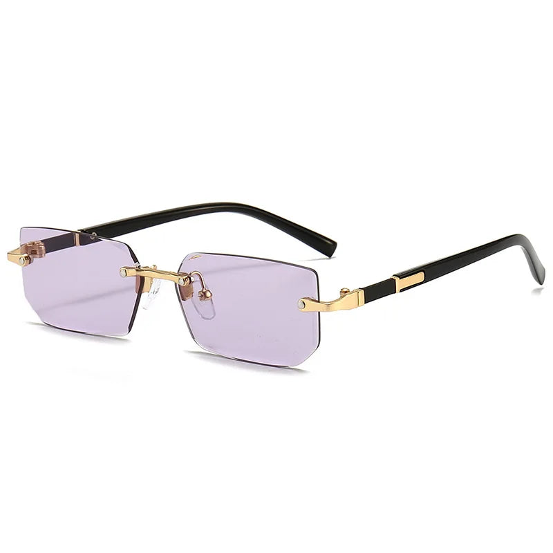 Rmm Rimless Rectangle Plastic Fashion Sunglasses For Women