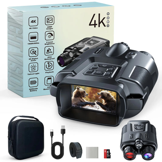 DIYIMIN Night Vision Binoculars 4K Infrared 8X Digital Zoom Rechargeable
