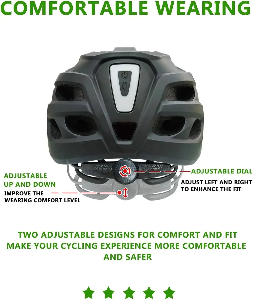 HOMEDISIAC Adult Bike Helmet With Rear Light For Men Women
