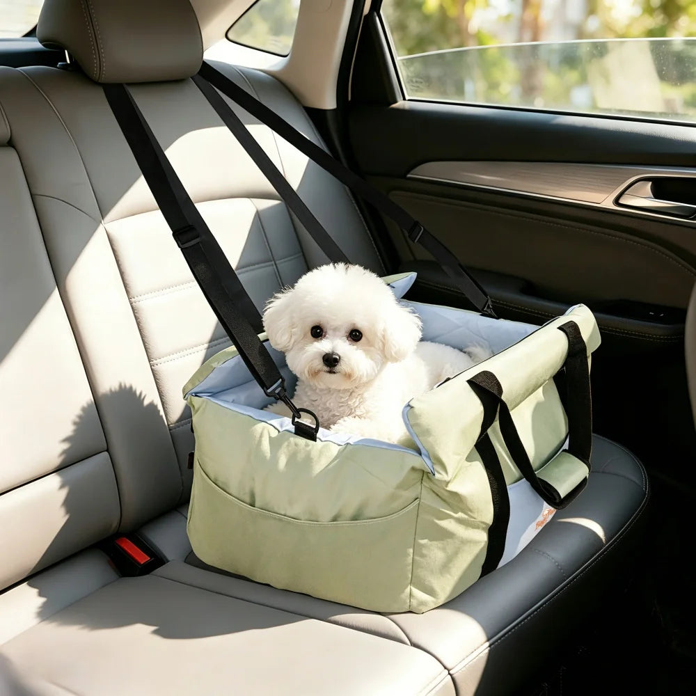 Borwart Portable Dog Car Booster Seat With Safety Belt Cover