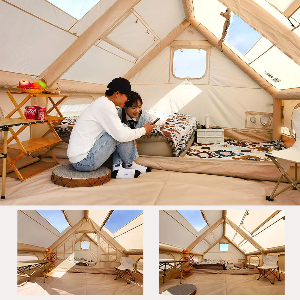 Family Inflatable Camping Tent With Pvc Skylight And Waterproof Design