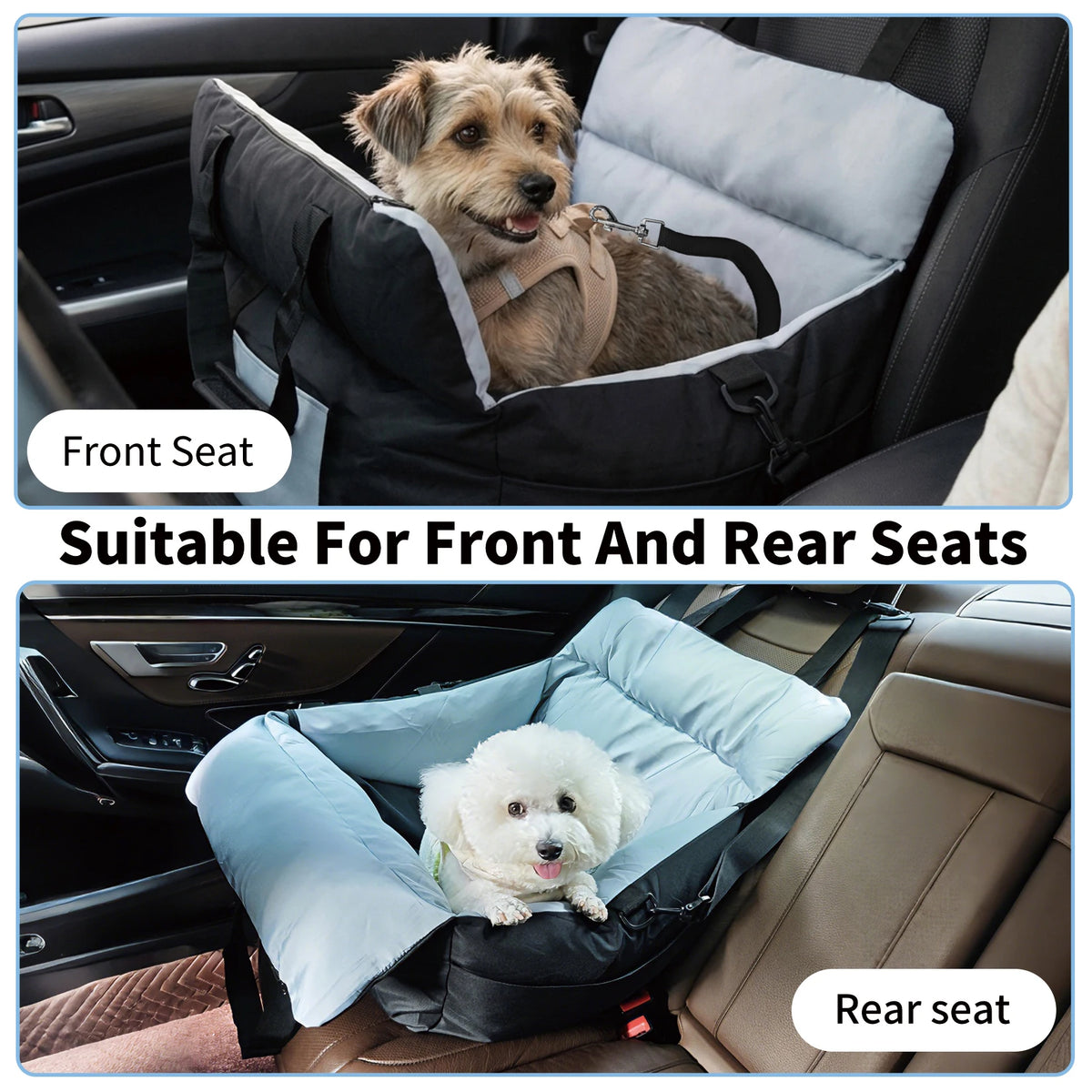 Borwart Portable Dog Car Booster Seat With Safety Belt Cover