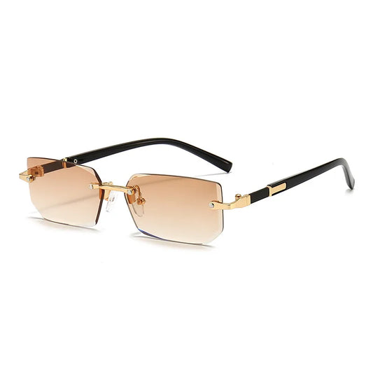 Rmm Rimless Rectangle Plastic Fashion Sunglasses For Women