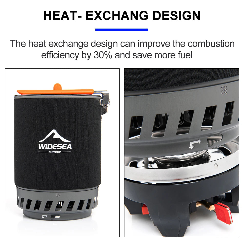 Widesea Outdoor Camping Cooking System Heat Exchanger Gas Stove Set