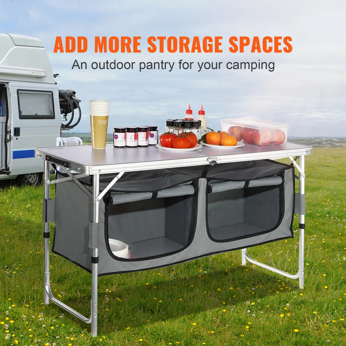SucceBuy Fast Folding Camping Kitchen Table For Outdoor Picnics