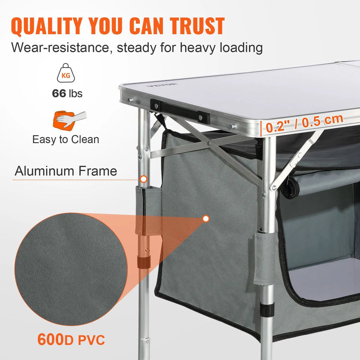 SucceBuy Fast Folding Camping Kitchen Table For Outdoor Picnics