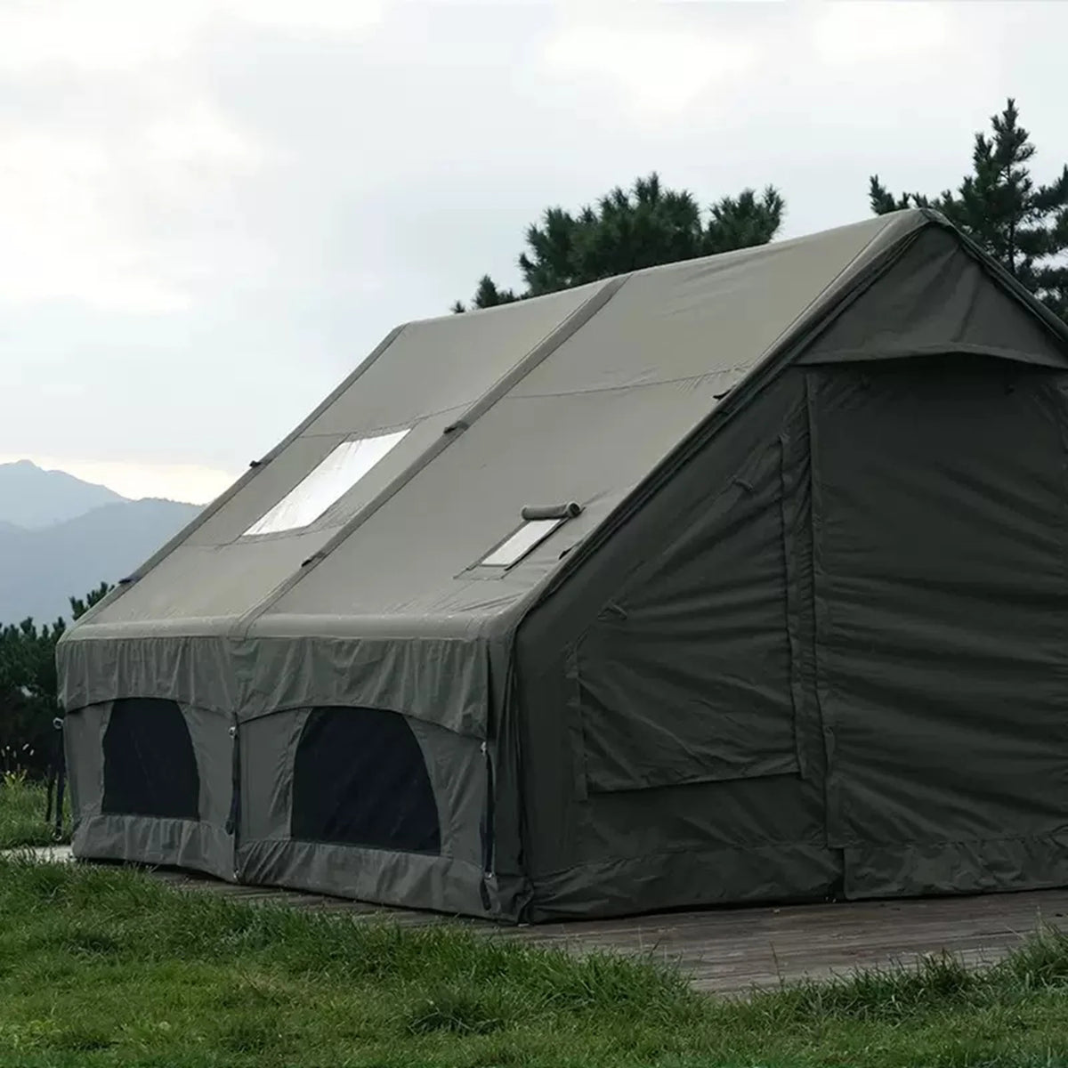Pakicetus Inflatable Camping Tent With Roof Window And Stove Space