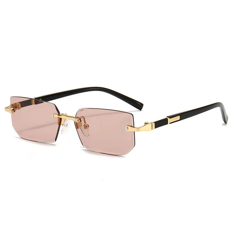 Rmm Rimless Rectangle Plastic Fashion Sunglasses For Women