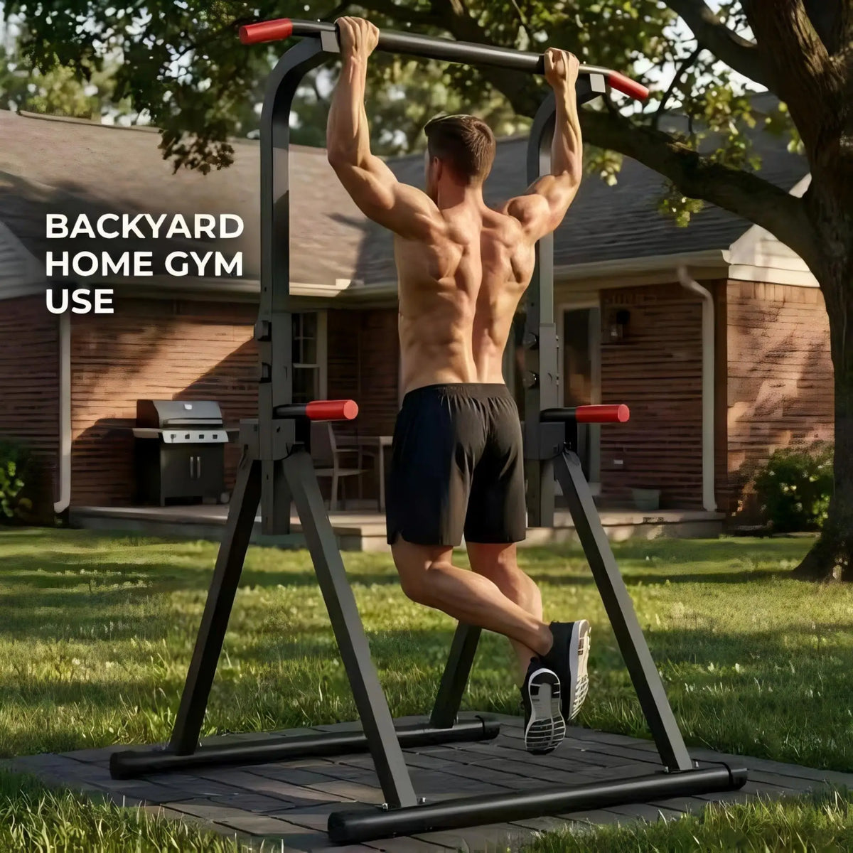 Foldable Power Tower Pull Up Bar And Adjustable Dip Station