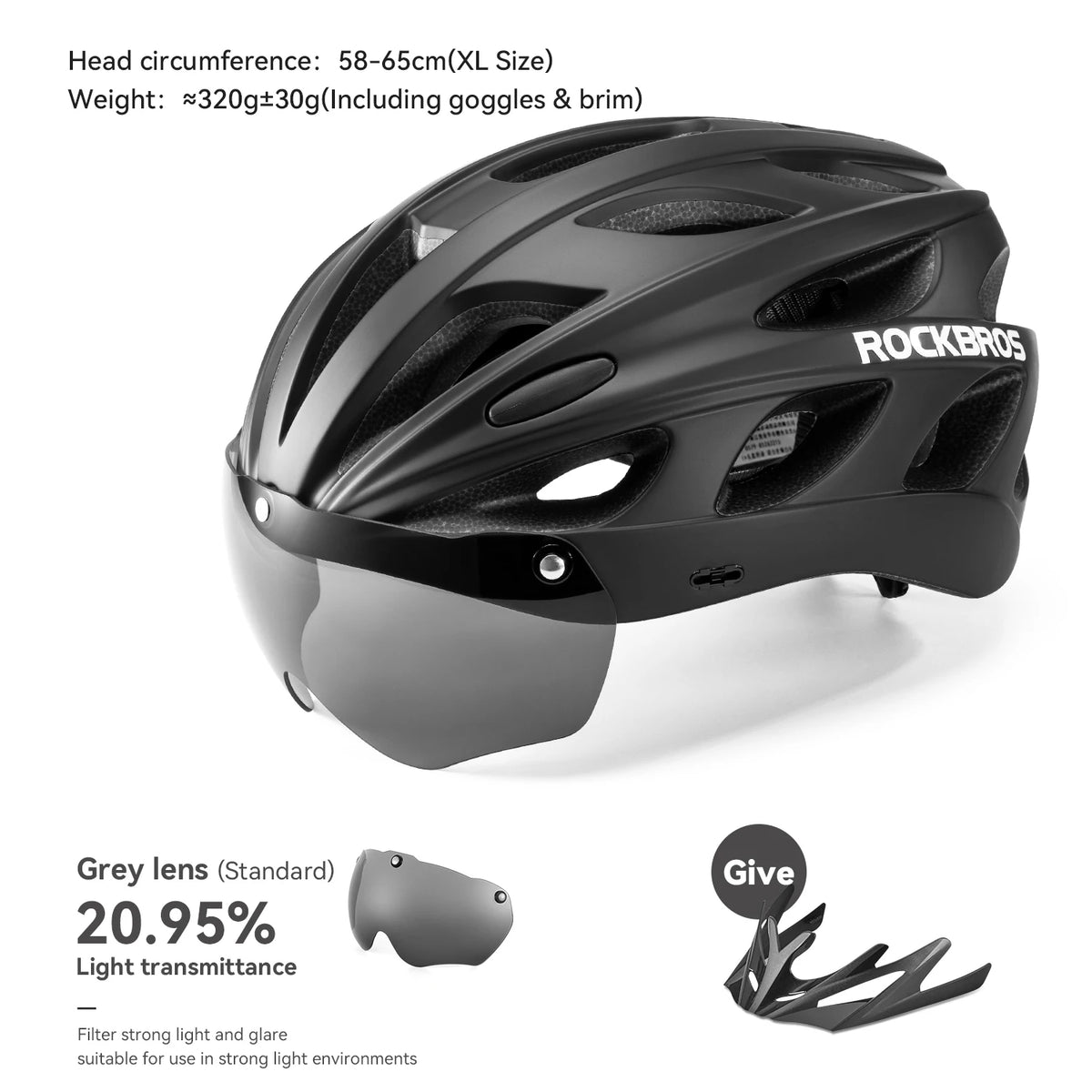 ROCKBROS Integrated Cycling Helmet With Goggles For MTB Road Bike