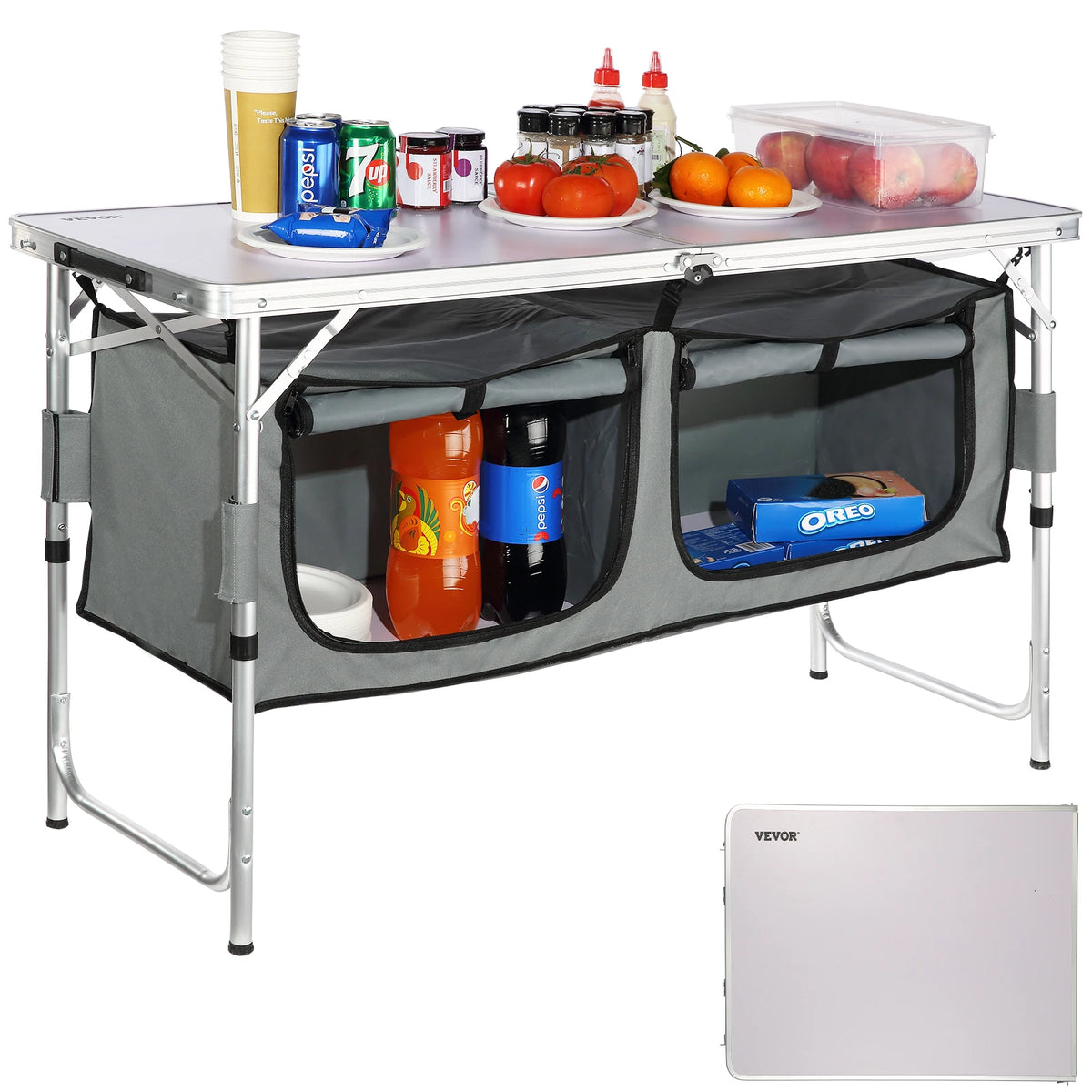 SucceBuy Fast Folding Camping Kitchen Table For Outdoor Picnics