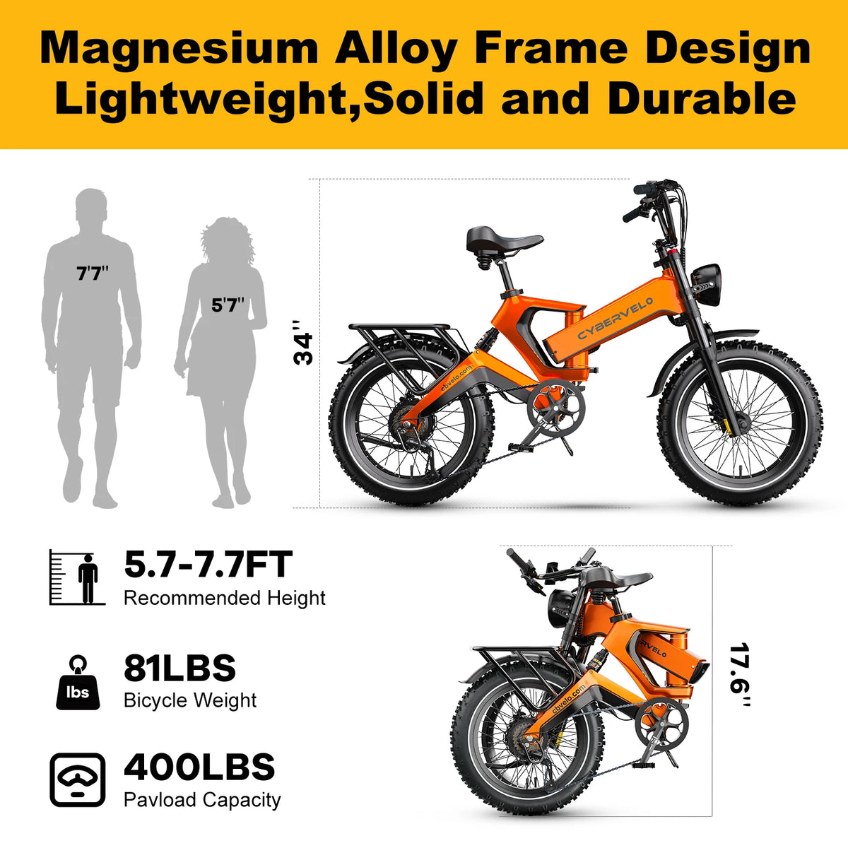 CBVELO EK6 Folding Fat Tire Electric Bike Off Road Bicycle