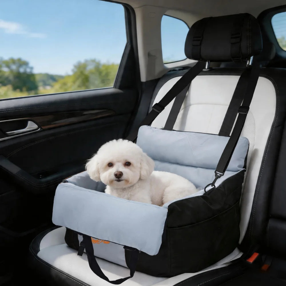 Borwart Portable Dog Car Booster Seat With Safety Belt Cover