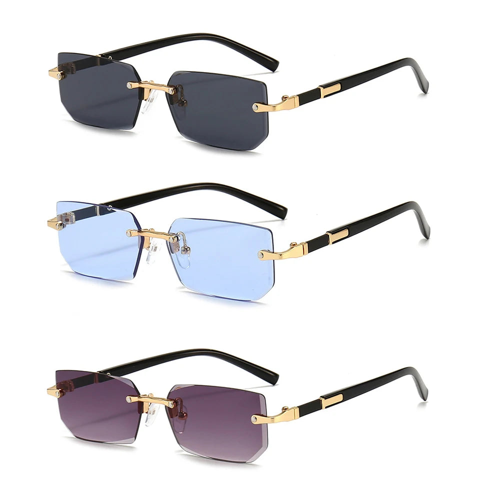 Rmm Rimless Rectangle Plastic Fashion Sunglasses For Women