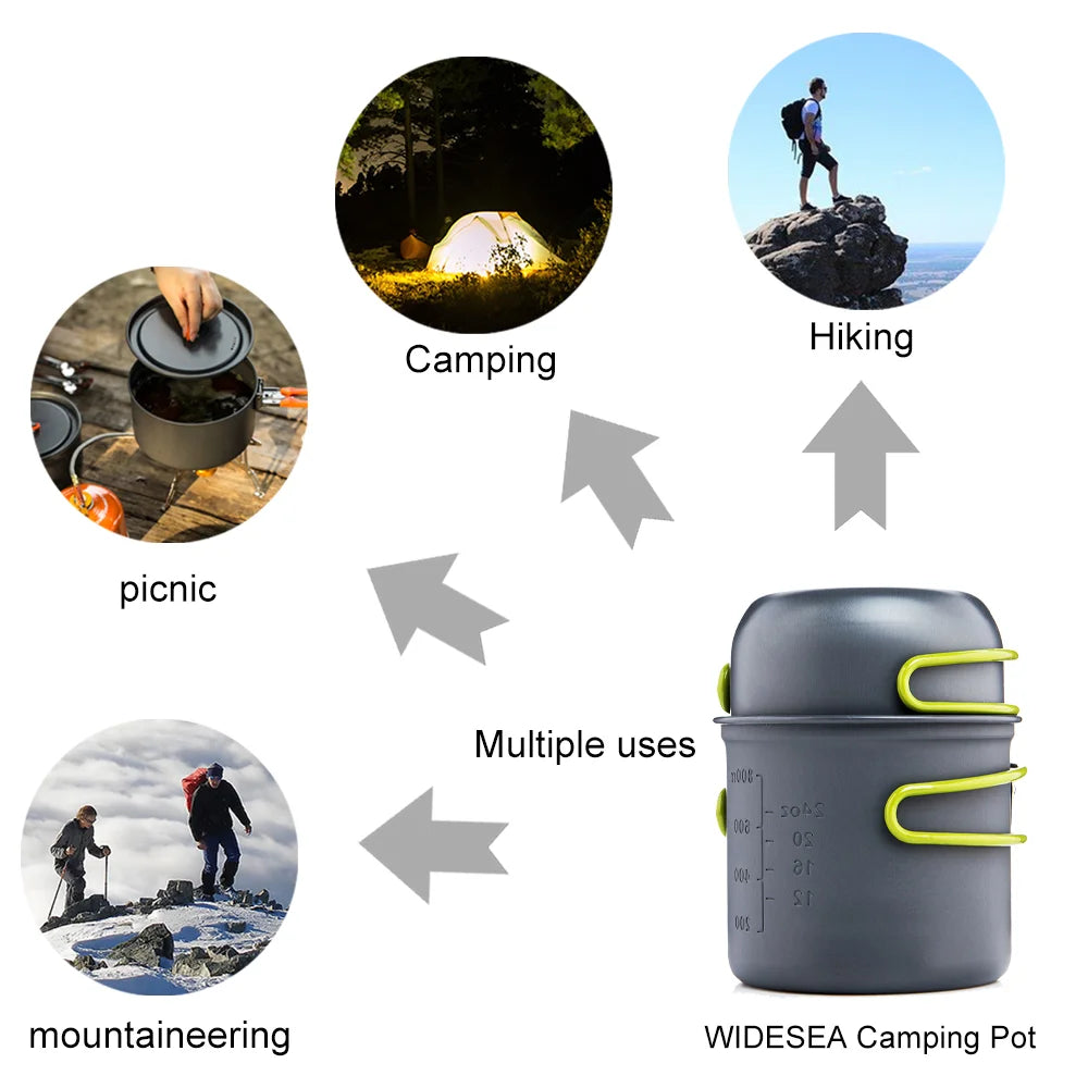 Widesea Foldable Aluminum Camping Cooking Pot And Utensils