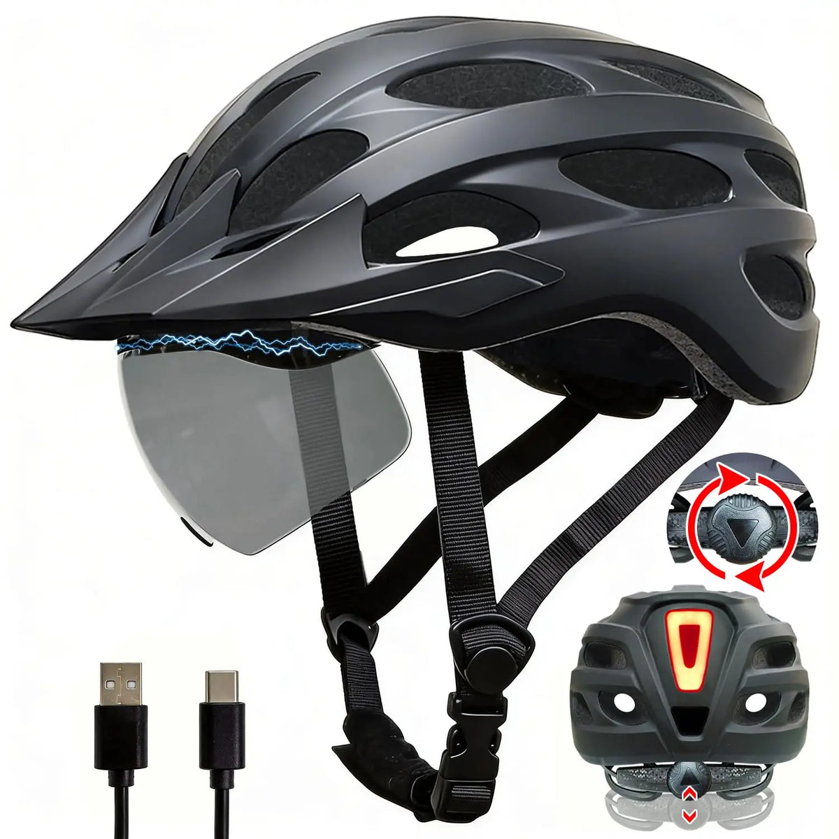 HOMEDISIAC Adult Bike Helmet With Rear Light For Men Women
