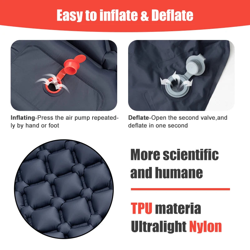 Pacoone Ultralight Camping Inflatable Mattress With Built In Pump