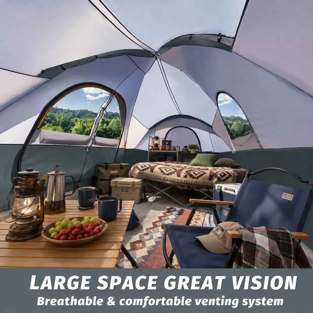 UNP Family Camping Tent With Two Rooms And Privacy Divider