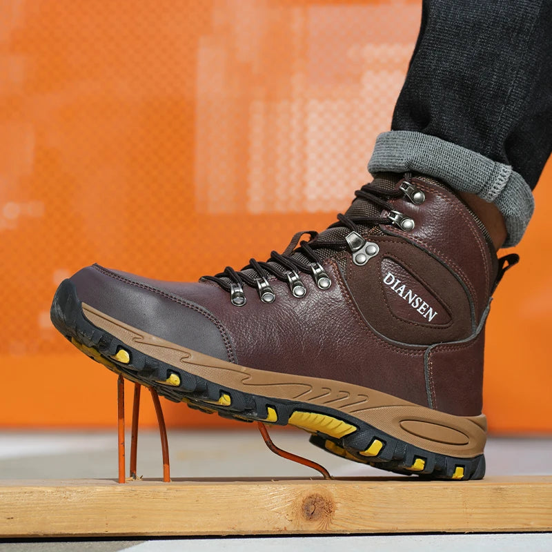 Veigar Waterproof Leather Men Safety Work Boots Anti Puncture