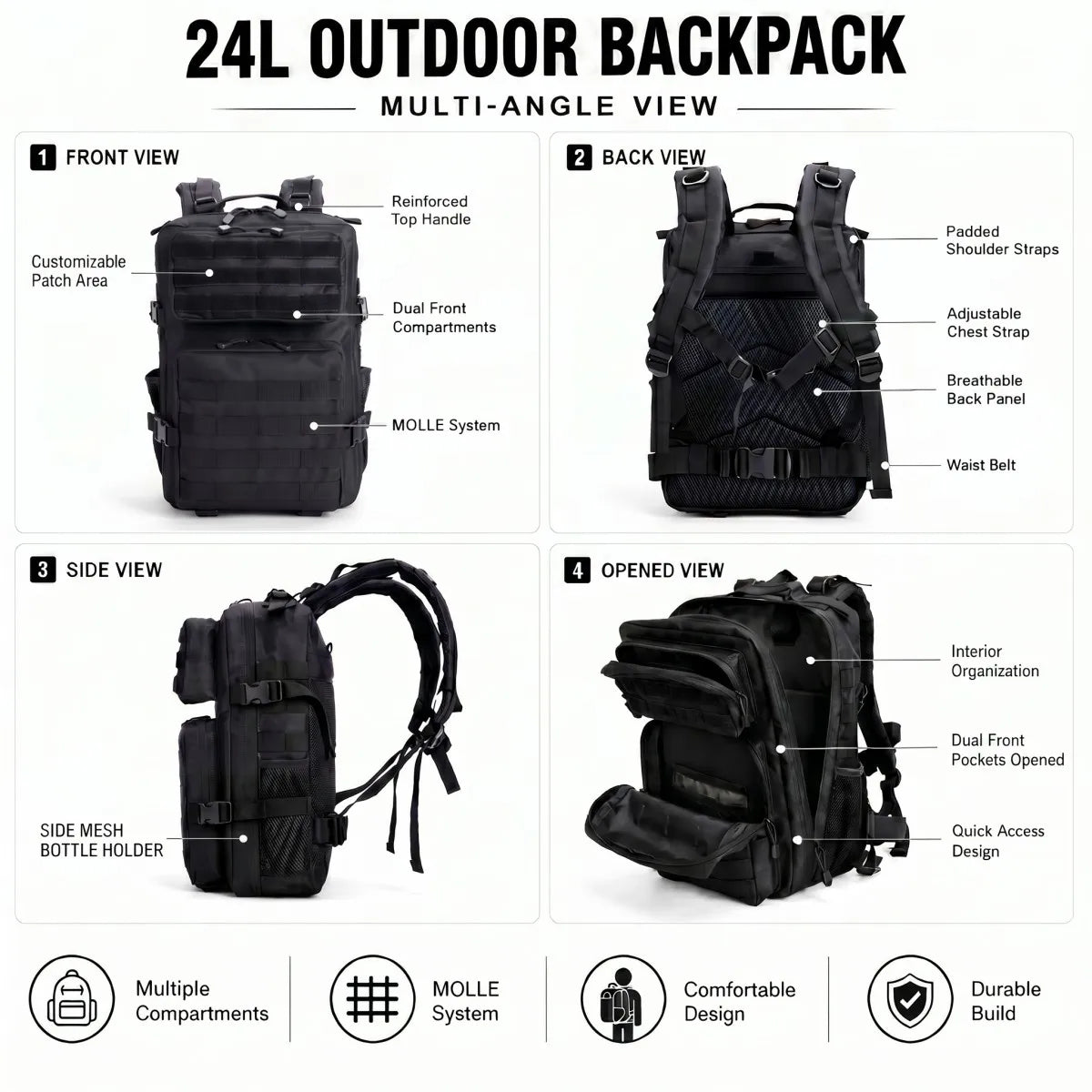ReFire Gear Tactical Molle Backpack For Hiking And Camping