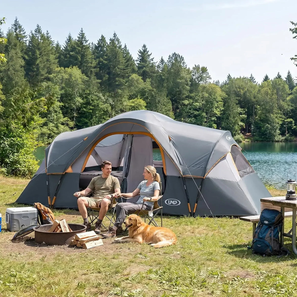 UNP Family Camping Tent With Two Rooms And Privacy Divider