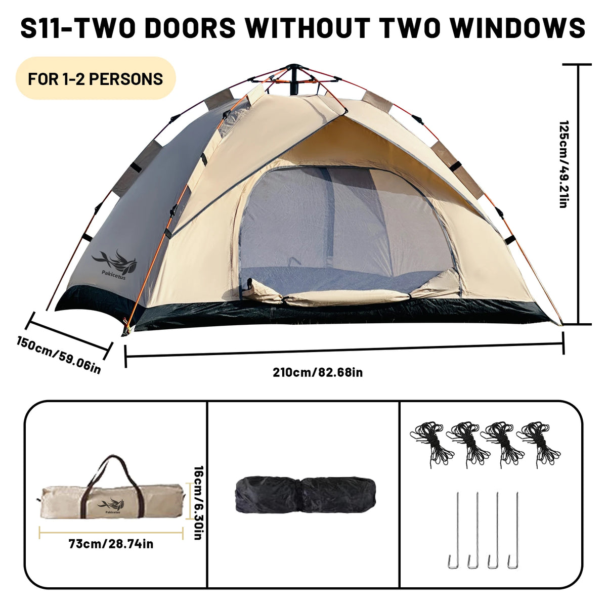 Pakicetus Automatic Pop Up Camping Tent Quick Setup Portable Shelter