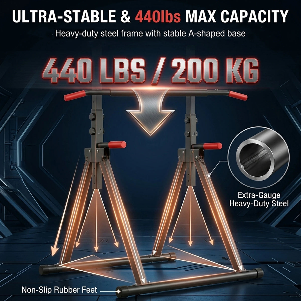Foldable Power Tower Pull Up Bar And Adjustable Dip Station