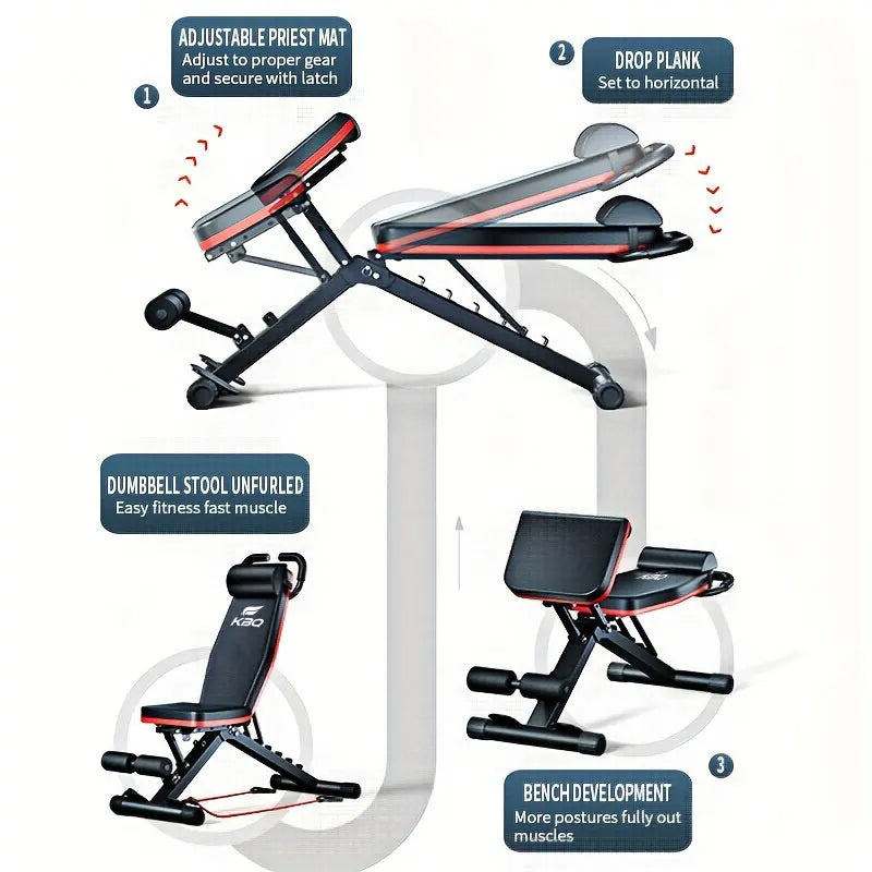 KBQ Adjustable Roman Chair Folding Fitness Dumbbell Bench