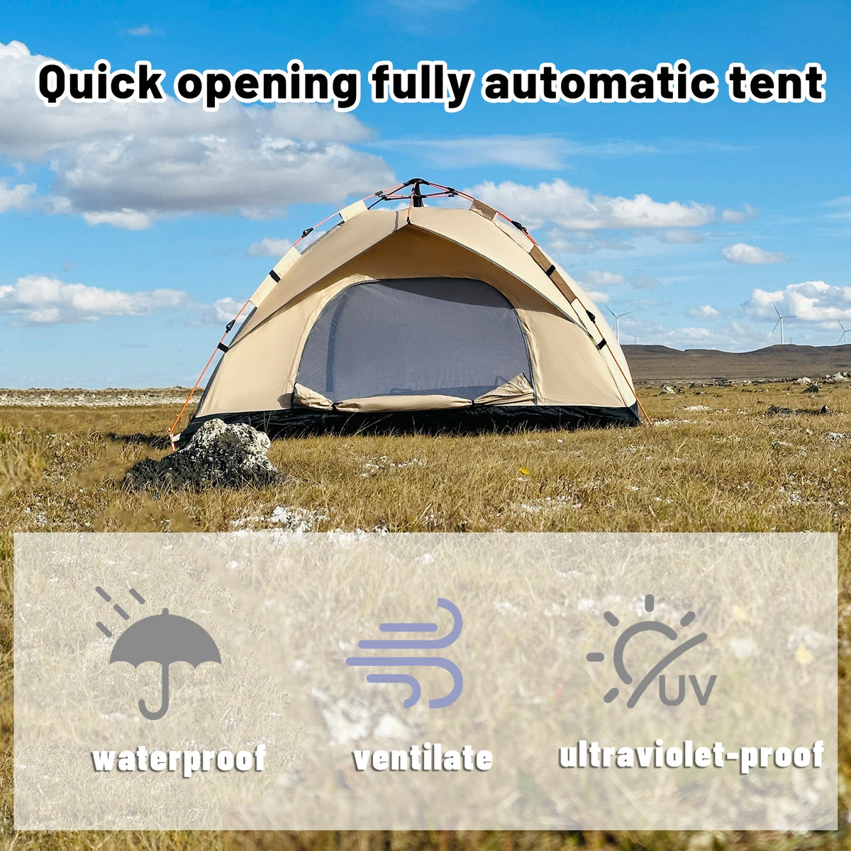 Pakicetus Automatic Pop Up Camping Tent Quick Setup Portable Shelter