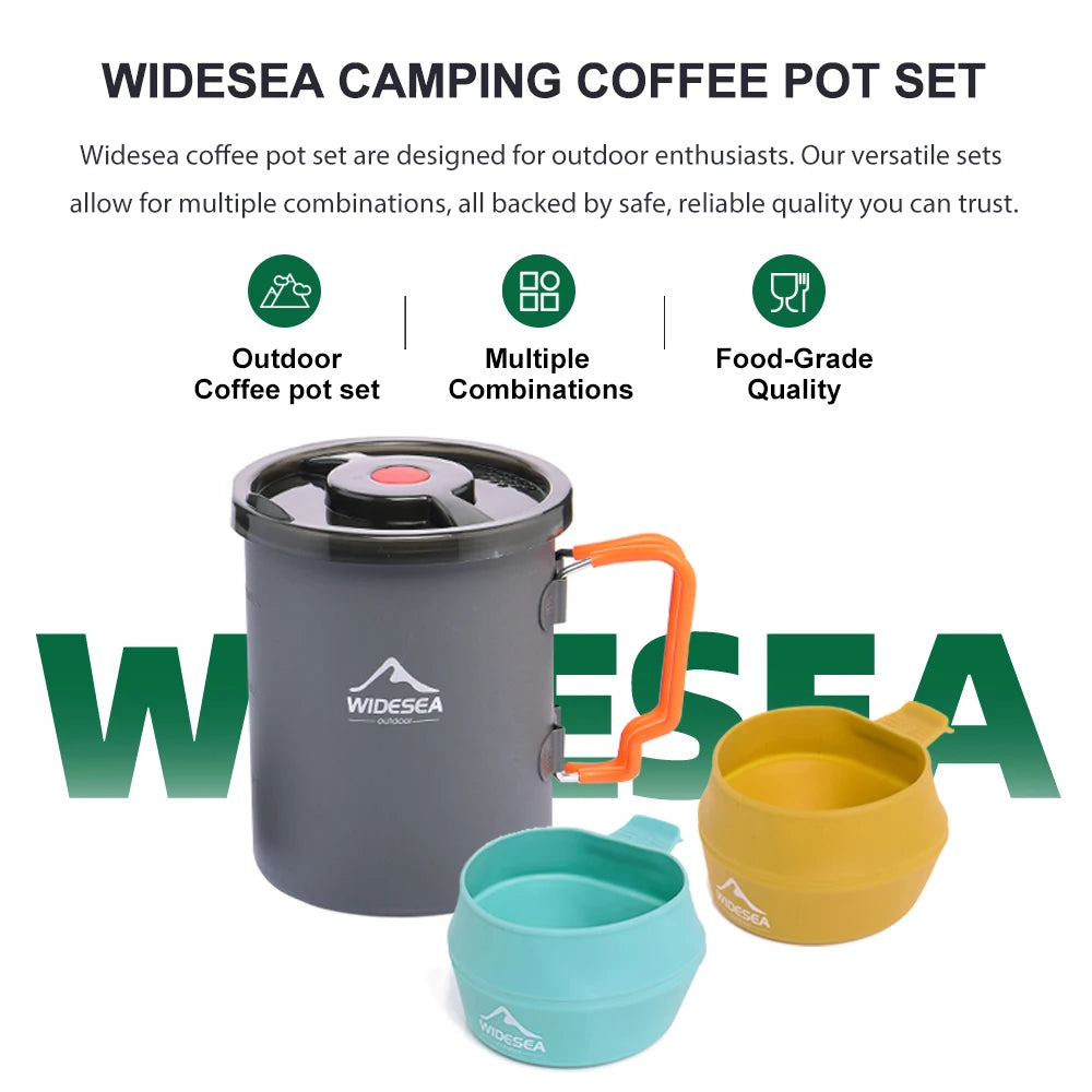 Widesea Aluminum Camping Coffee Pot Set With Foldable Bowls