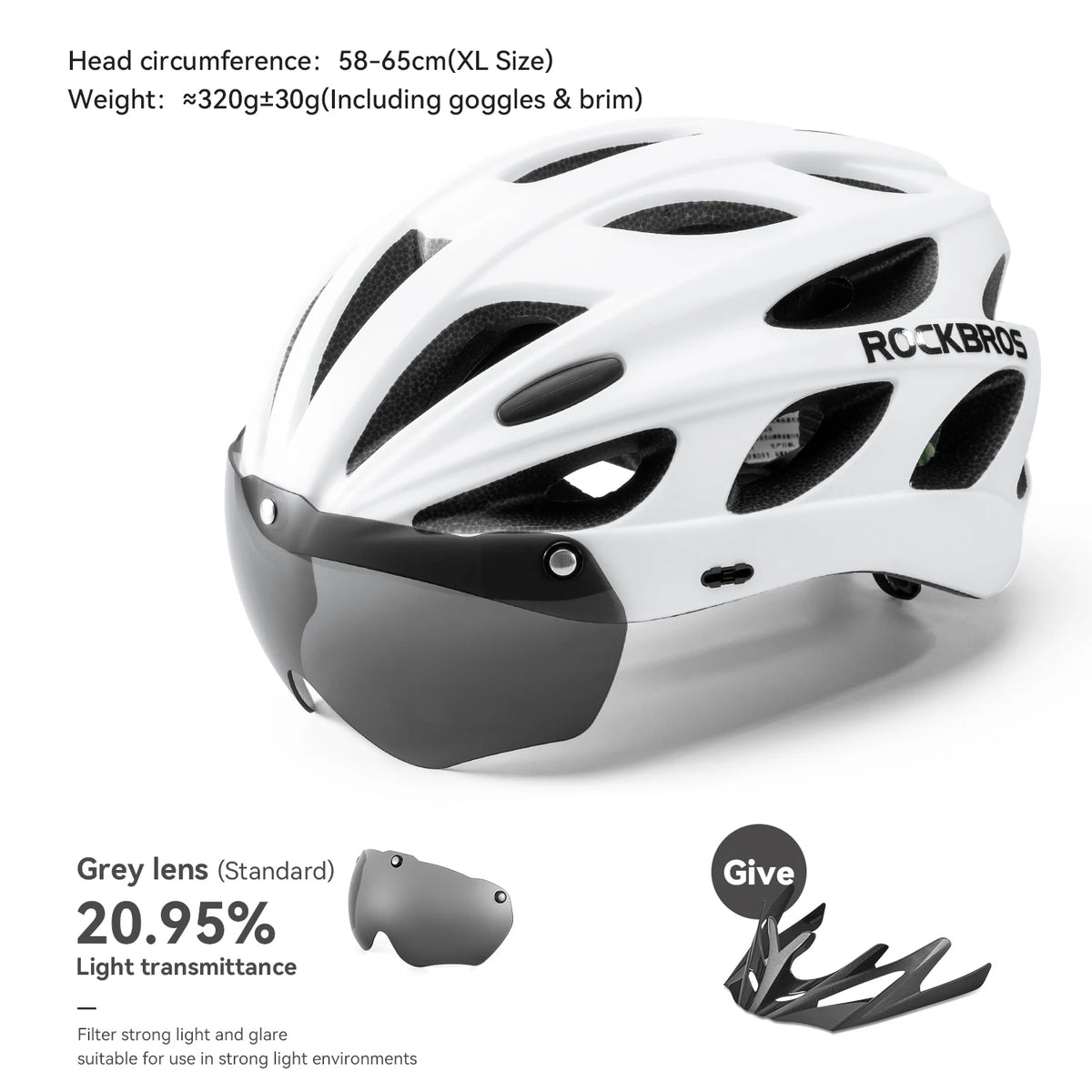 ROCKBROS Integrated Cycling Helmet With Goggles For MTB Road Bike