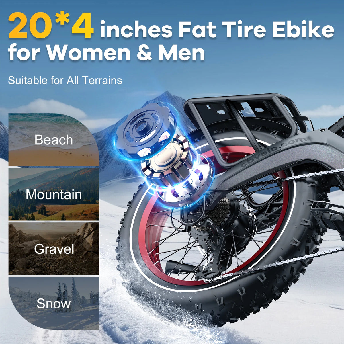 CBVELO EK6 Folding Fat Tire Electric Bike Off Road Bicycle