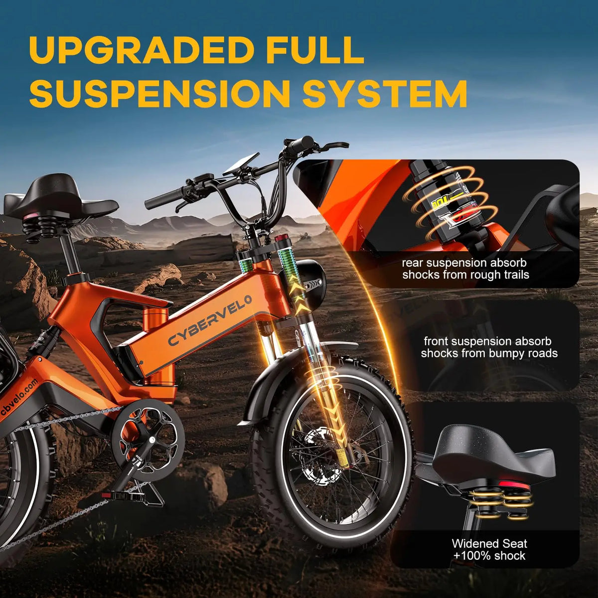 CBVELO EK6 Folding Fat Tire Electric Bike Off Road Bicycle