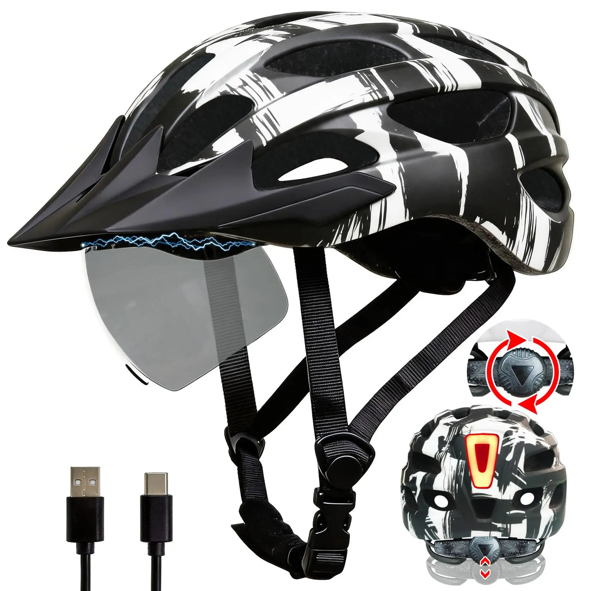 HOMEDISIAC Adult Bike Helmet With Rear Light For Men Women
