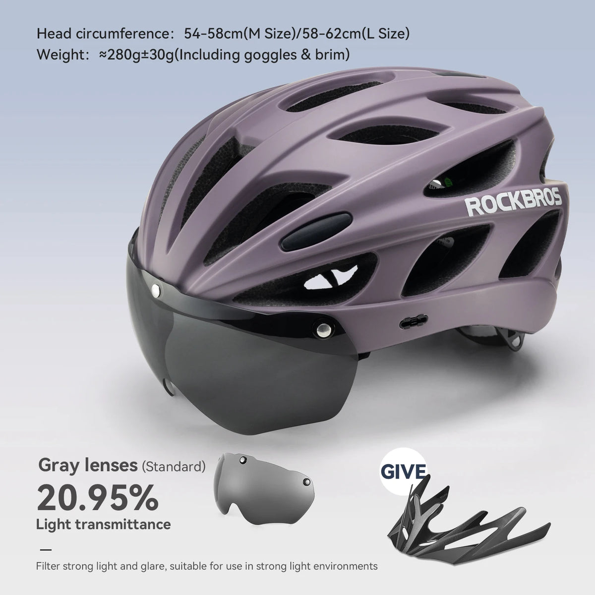ROCKBROS Integrated Cycling Helmet With Goggles For MTB Road Bike