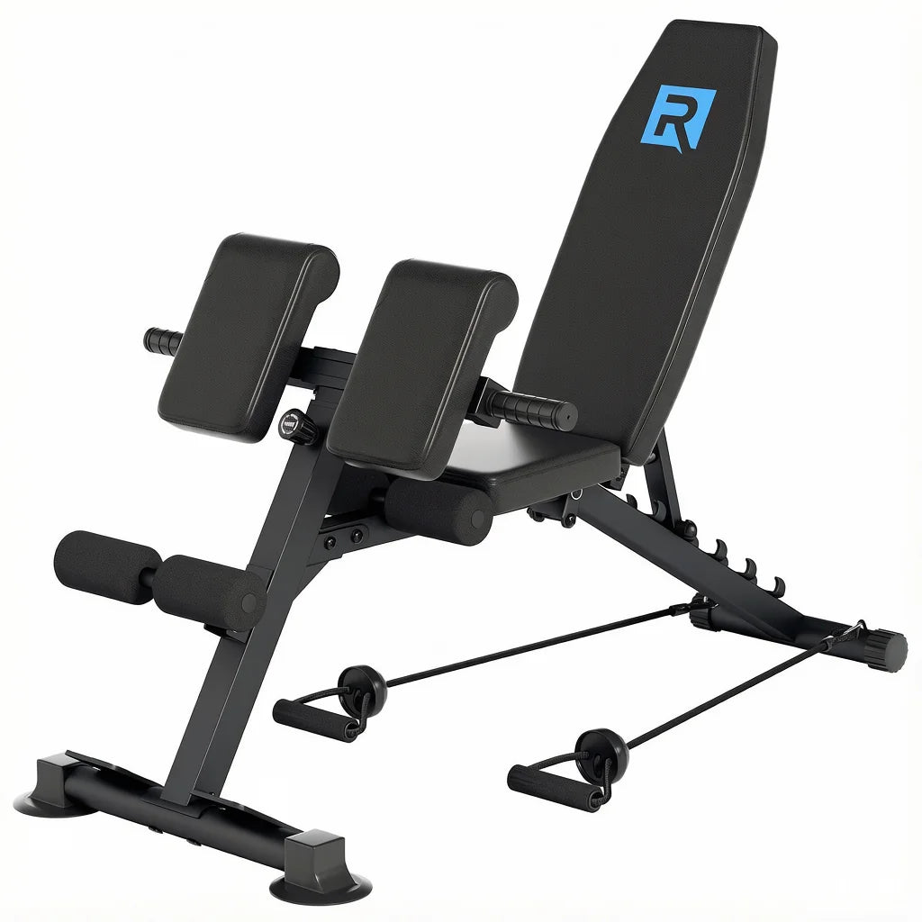 Adjustable Home Gym Weight Bench With Incline And Resistance Bands