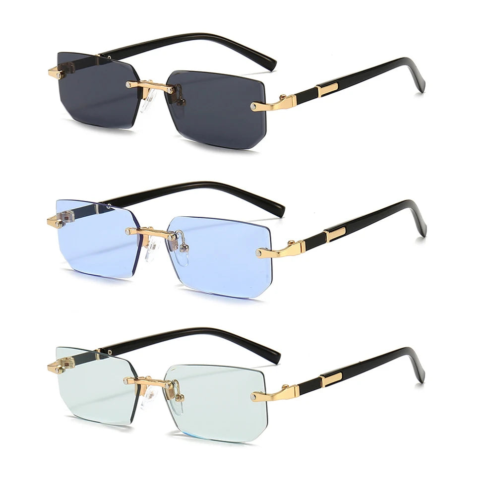 Rmm Rimless Rectangle Plastic Fashion Sunglasses For Women