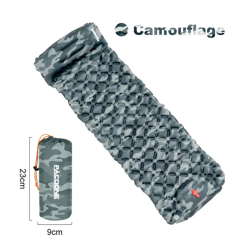 Pacoone Ultralight Camping Inflatable Mattress With Built In Pump