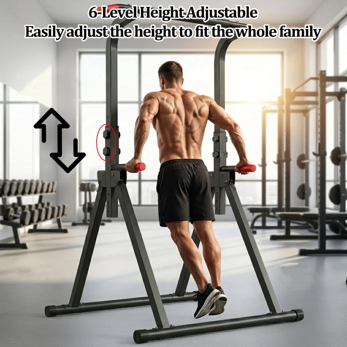 Foldable Power Tower Pull Up Bar And Adjustable Dip Station