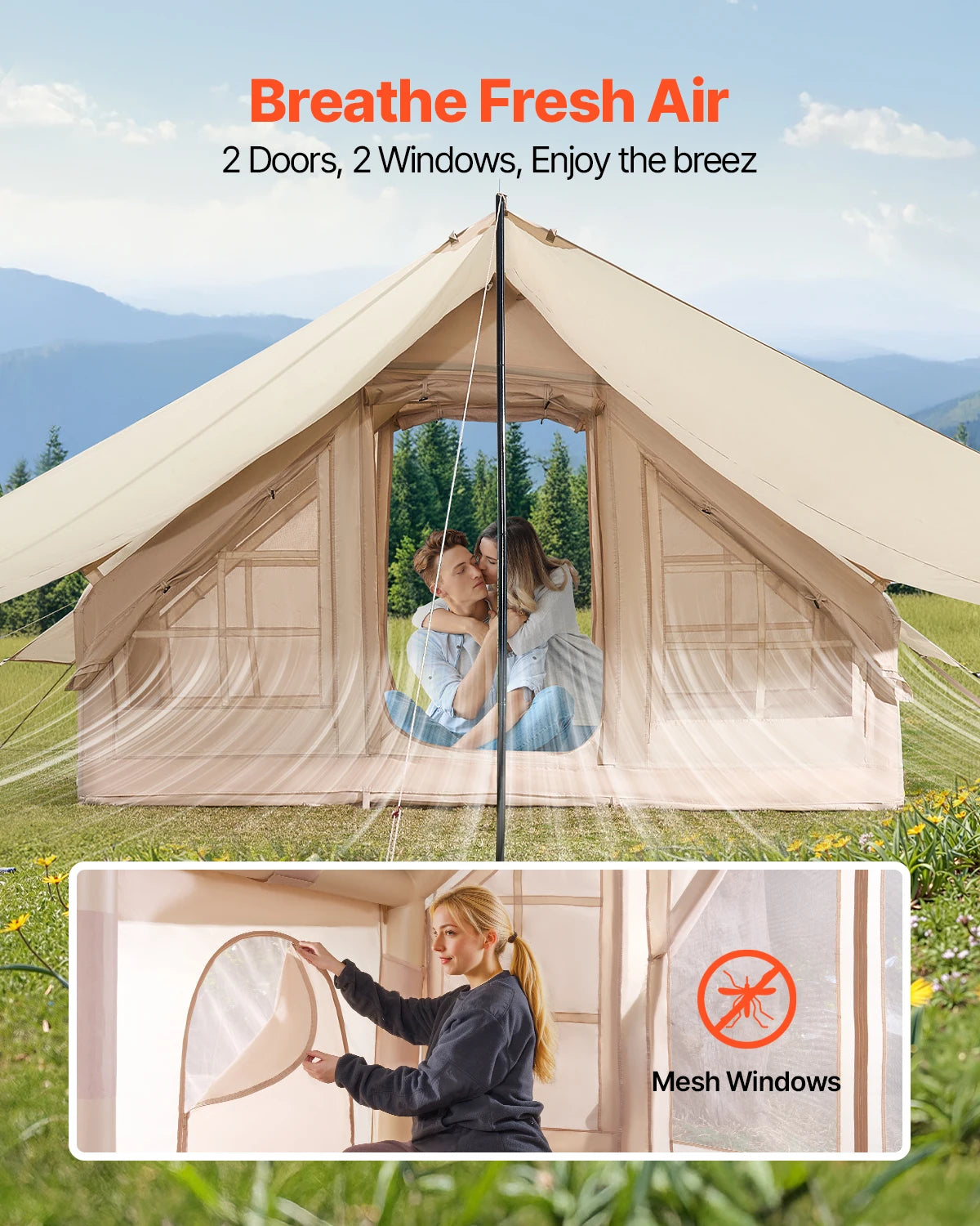 SucceBuy Inflatable Camping Tent With Hand Pump Easy Setup