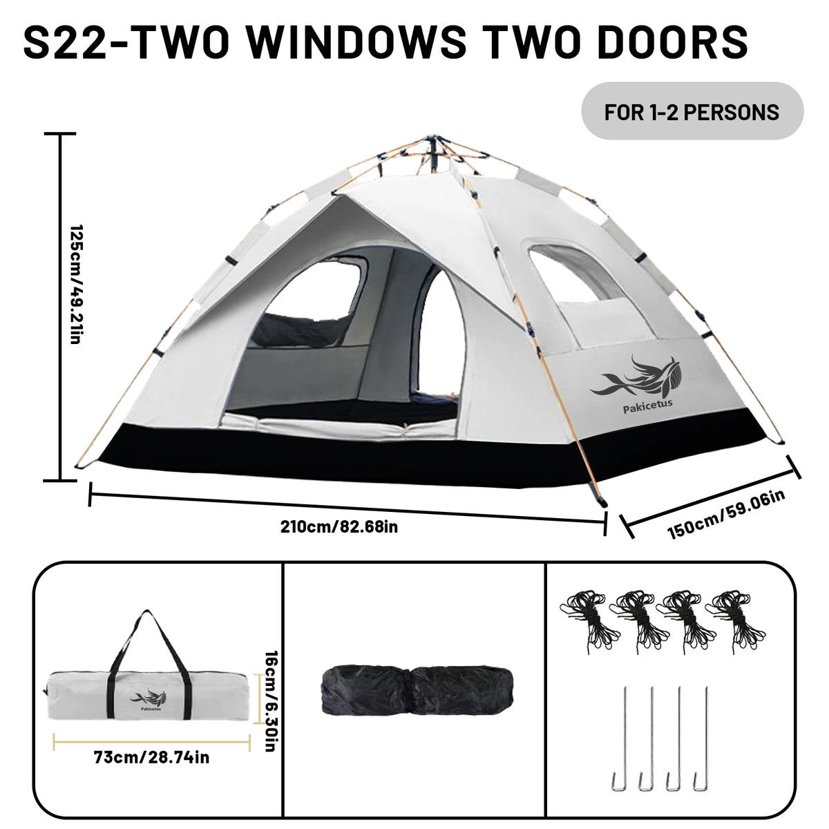 Pakicetus Automatic Pop Up Camping Tent Quick Setup Portable Shelter