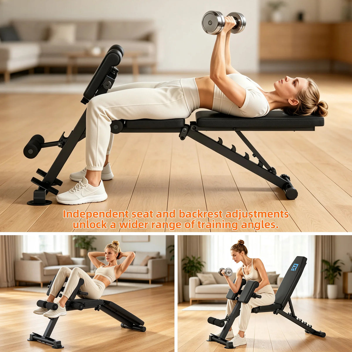 Adjustable Home Gym Weight Bench With Incline And Resistance Bands